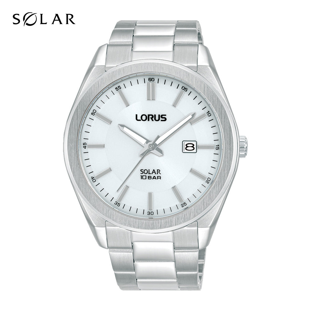 Lorus White Sunray Dial Solar Watch RX355AX9