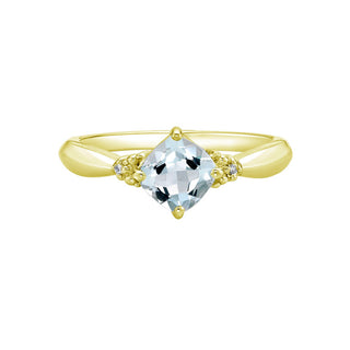 10K White Gold 0.76cttw Cushion Cut Aquamarine and 0.008cttw Diamond Ring