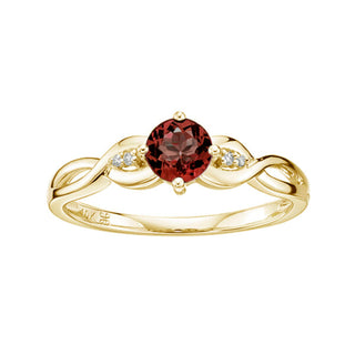 Anillo de oro amarillo de 10 quilates con granate de 0,55 quilates y diamante de 0,015 quilates