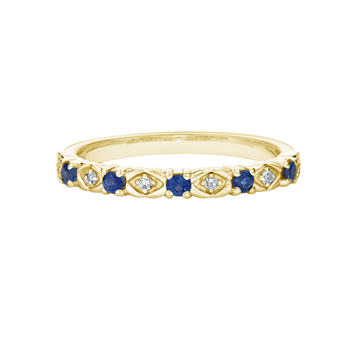 10K Yellow Gold Sapphire &amp; diamond band