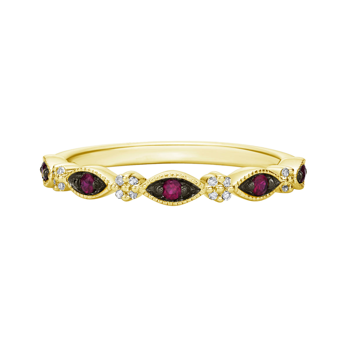 10K Yellow Gold Ruby &amp; diamond wedding band