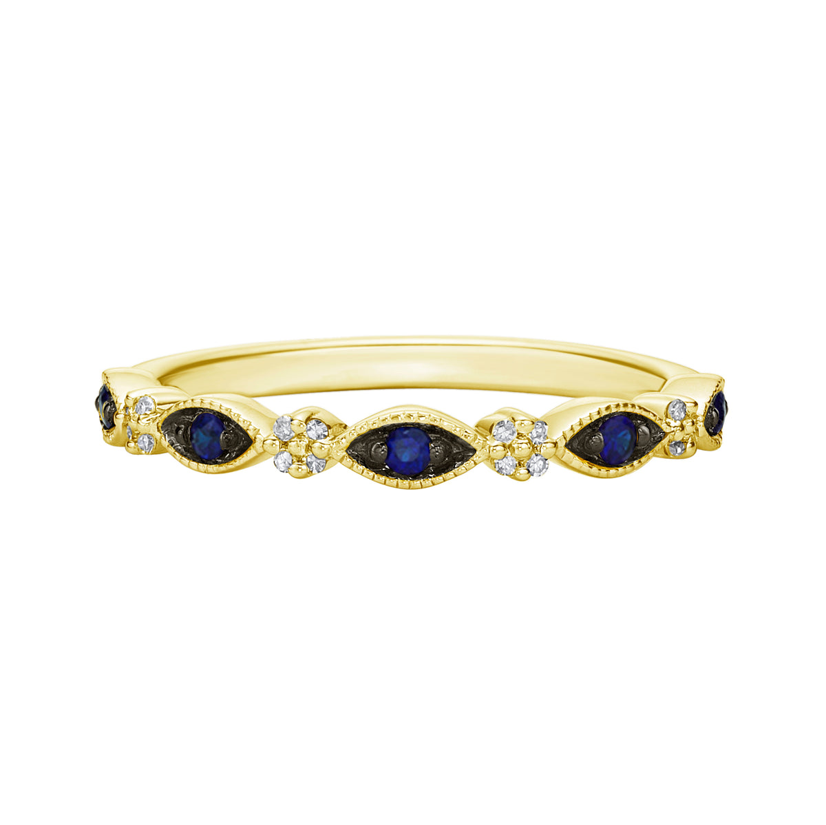 10K Yellow Gold Sapphire &amp; diamond band