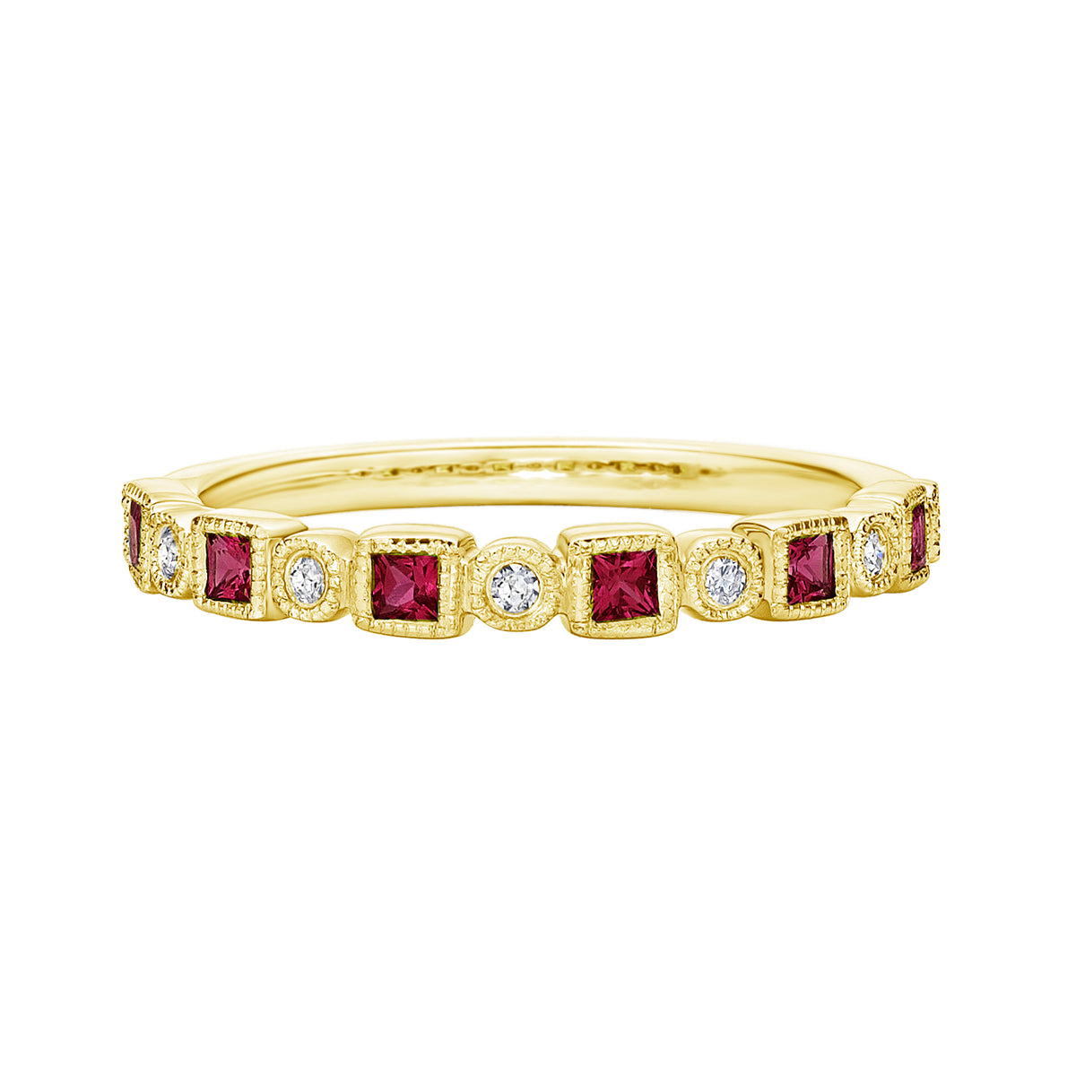 10K Yellow Gold Ruby &amp; diamond band