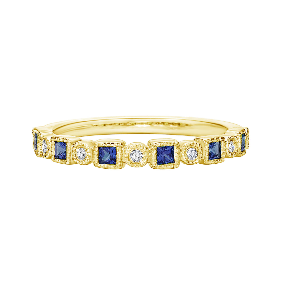 10K Yellow Gold Sapphire &amp; diamond band