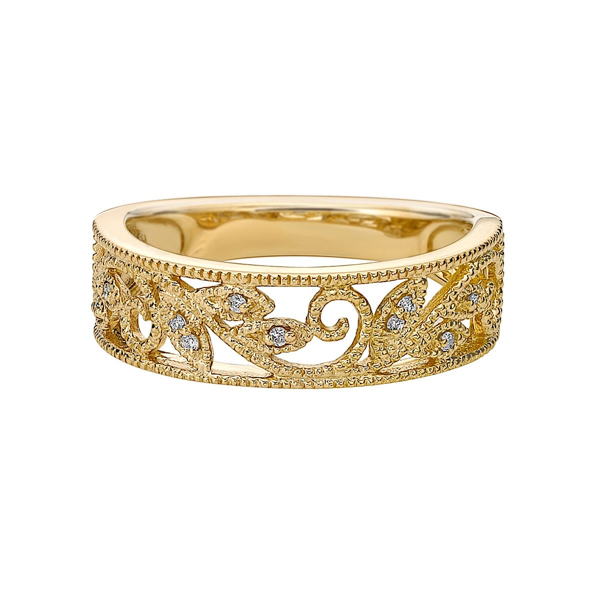 10K Yellow Gold Pave-set diamond stack band