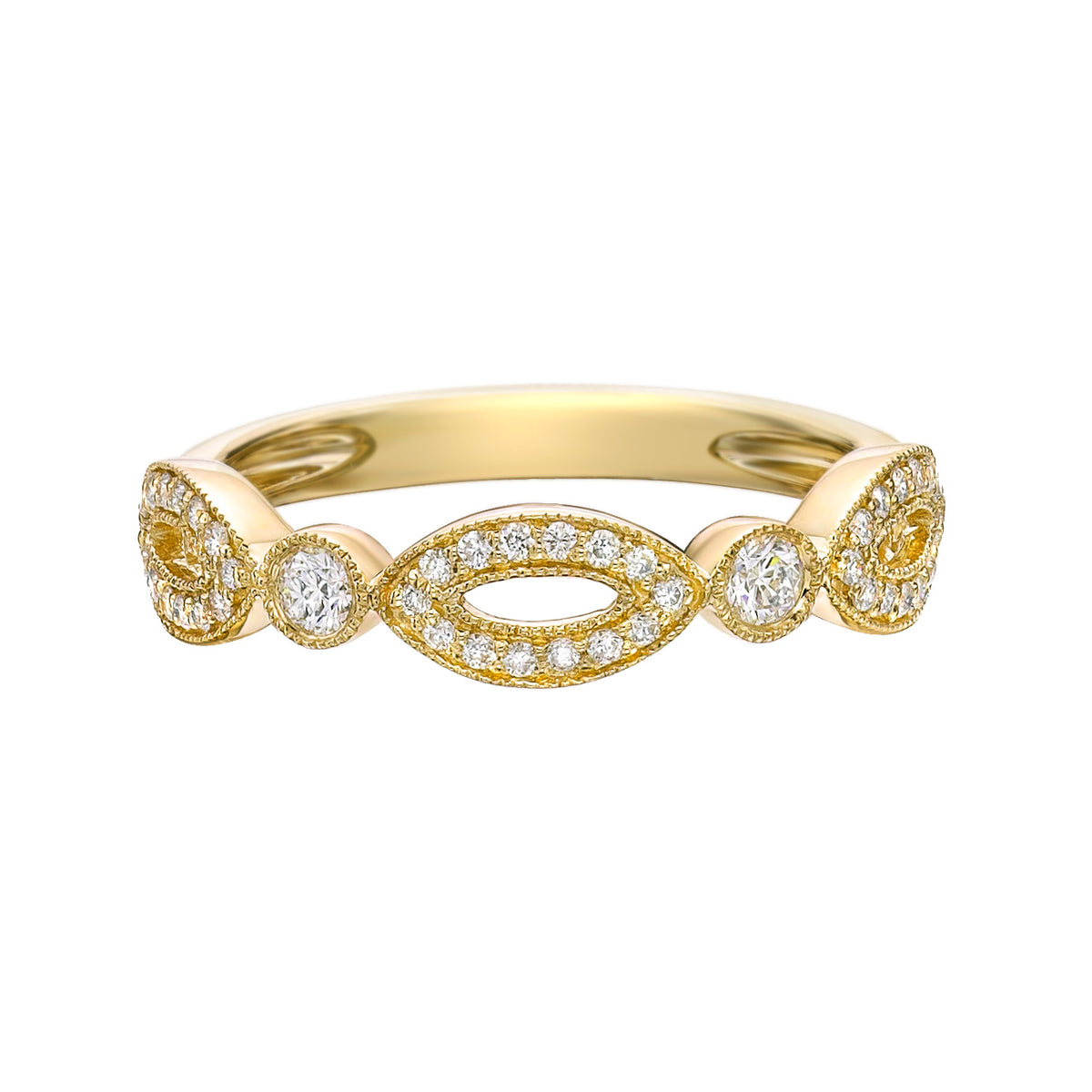 14K Yellow Gold 1/4ct twt bezel-set diamond band