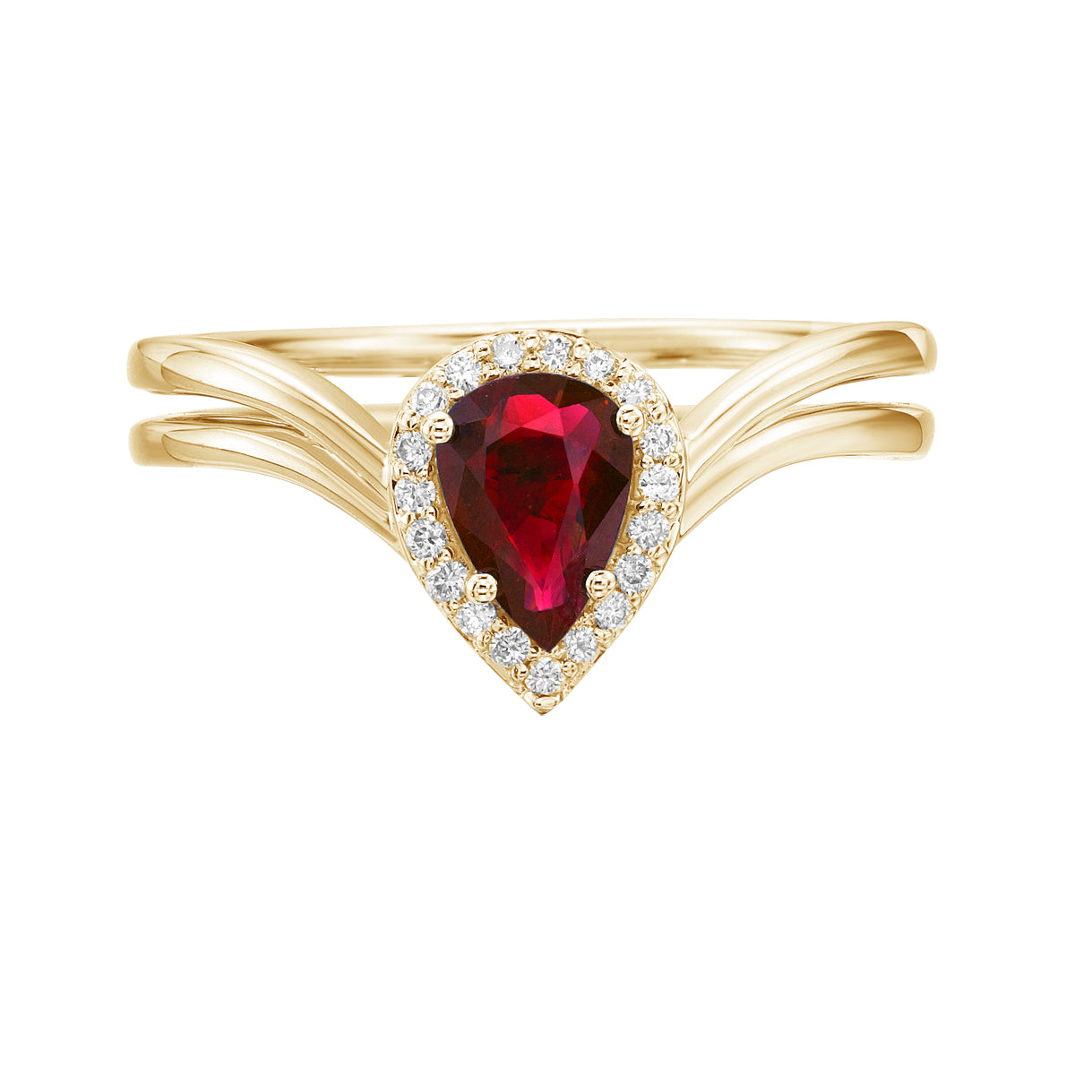 10K Yellow Gold Garnet ring with Diamond halo