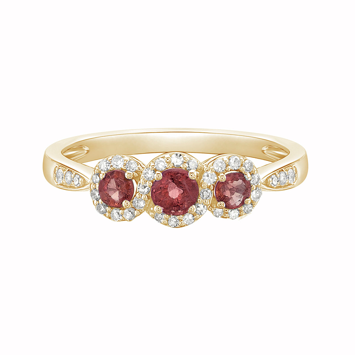 14K Yellow Gold Prong-set Ruby ring with Diamonds