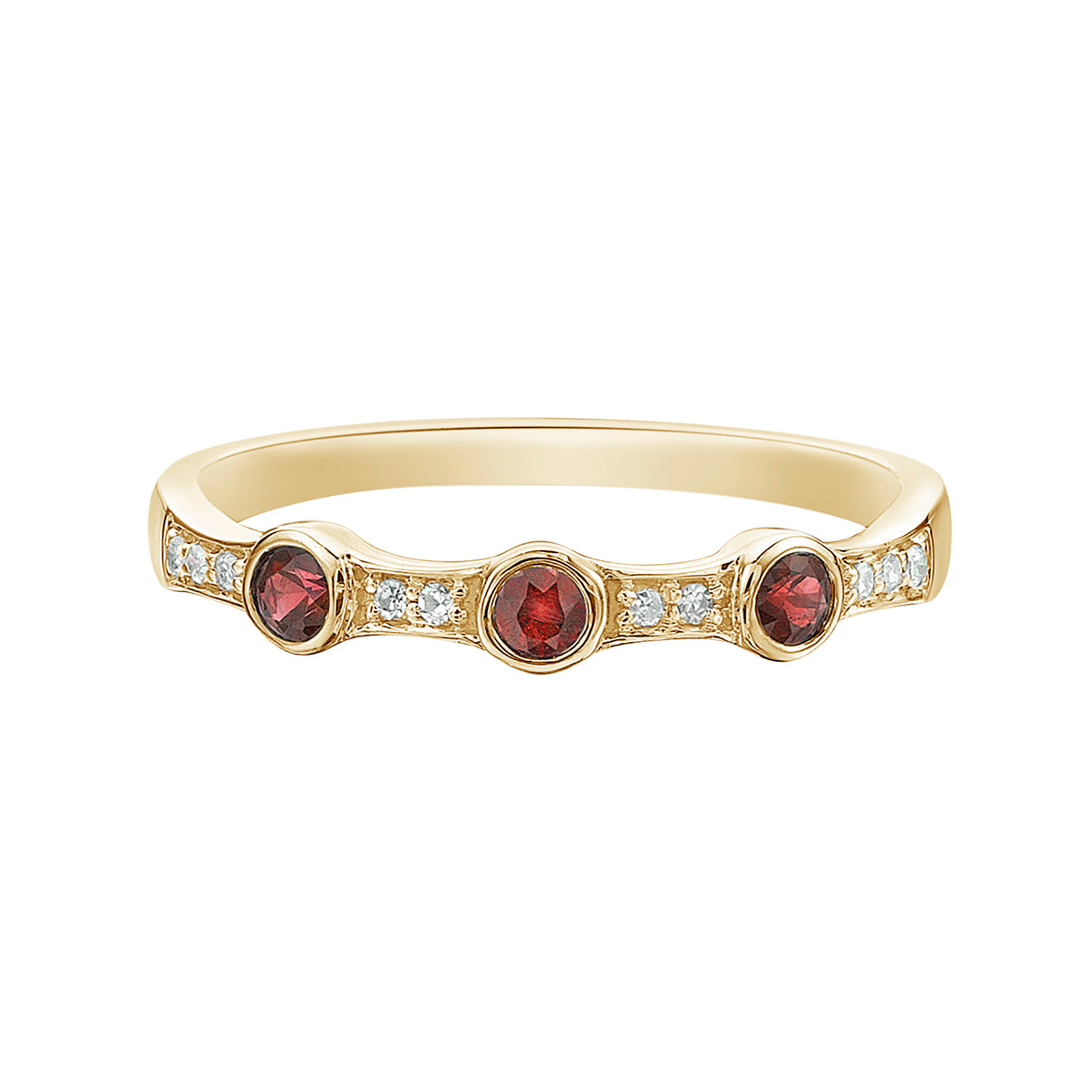 14K Yellow Gold Ruby band with Diamonds