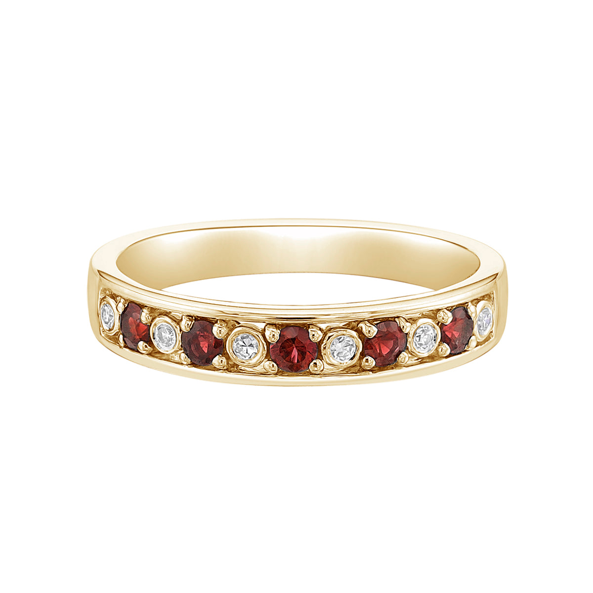 14K Yellow Gold Ruby &amp; Diamond band