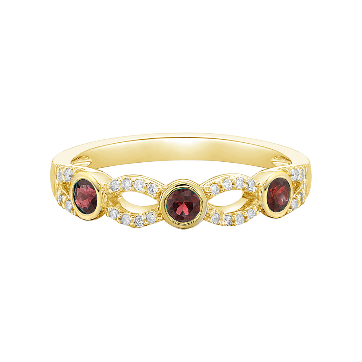 10K Yellow Gold Garnet &amp; Diamond band