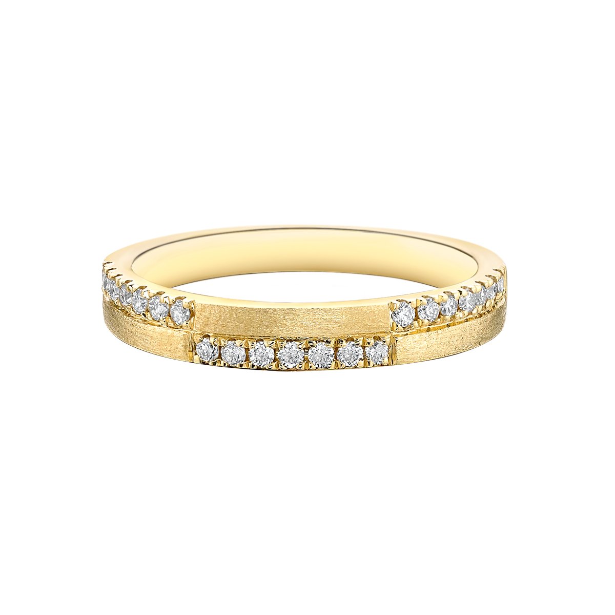 10K Yellow Gold Brushed Gold 0.24cttw diamond wedding band