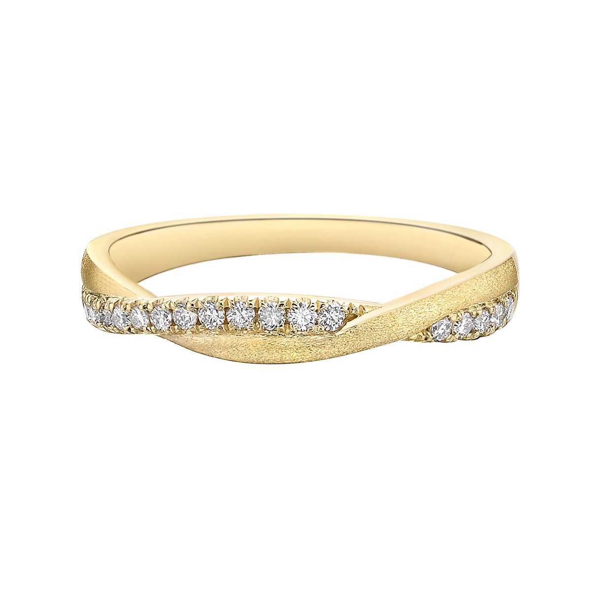 10K Yellow Gold Brushed Gold 0.21cttw diamond wedding band