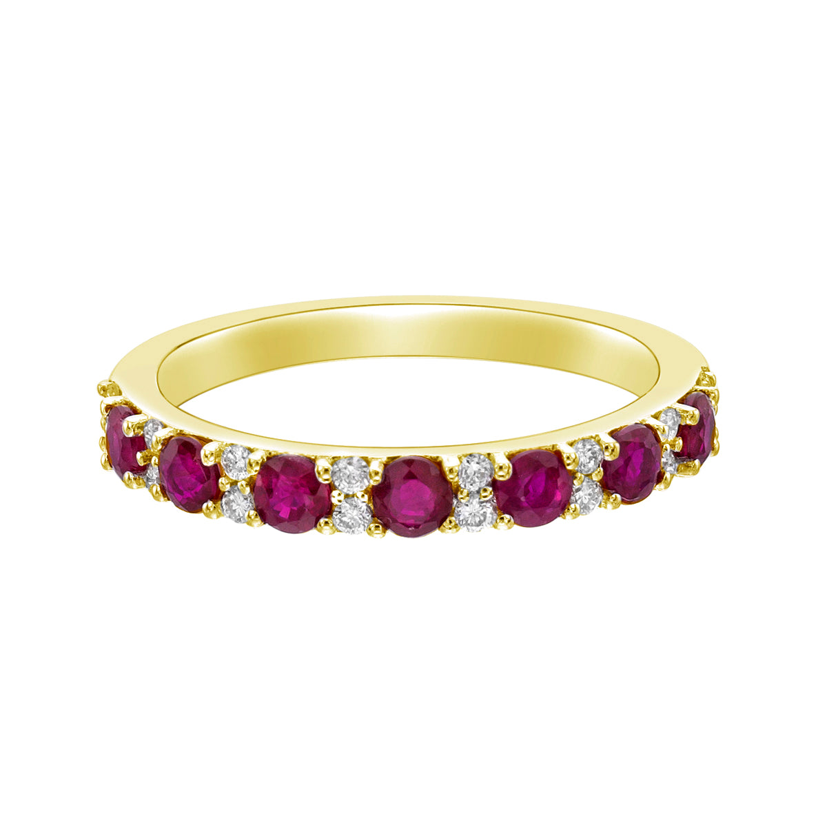 10K Yellow Gold Classic Ruby &amp; Diamond band