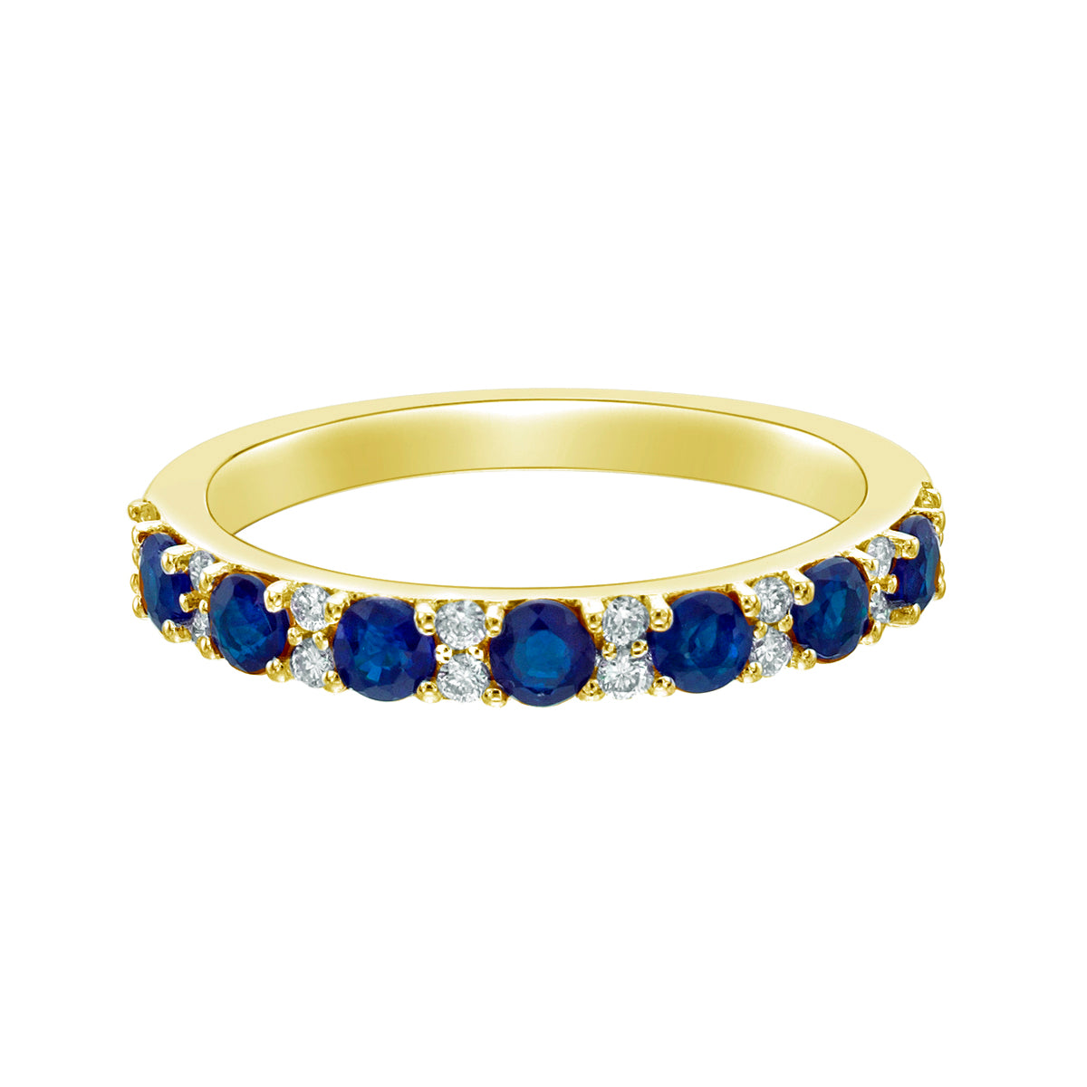 10K Yellow Gold Classic Sapphire & Diamond band