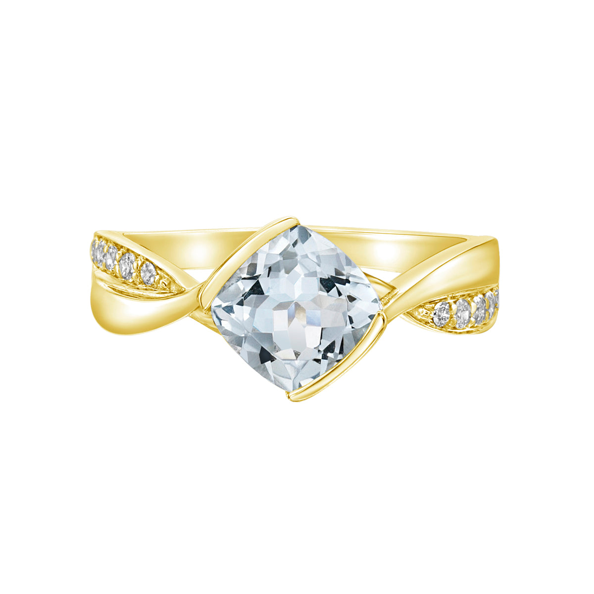 10K Yellow Gold Aquamarine &amp; Diamond ring