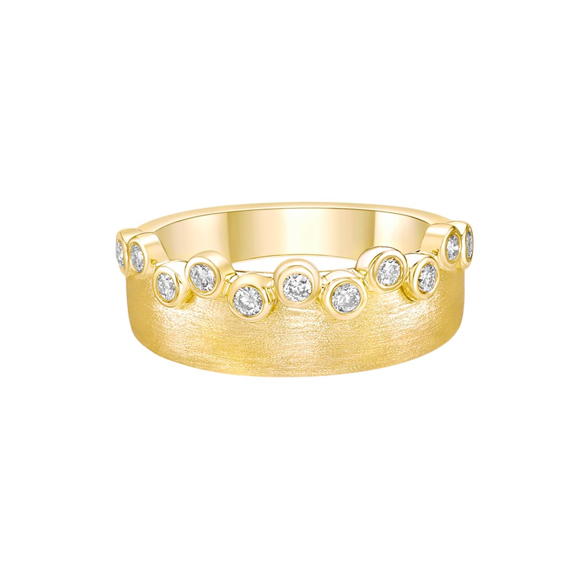 14K Yellow Gold Bezel-set diamond band