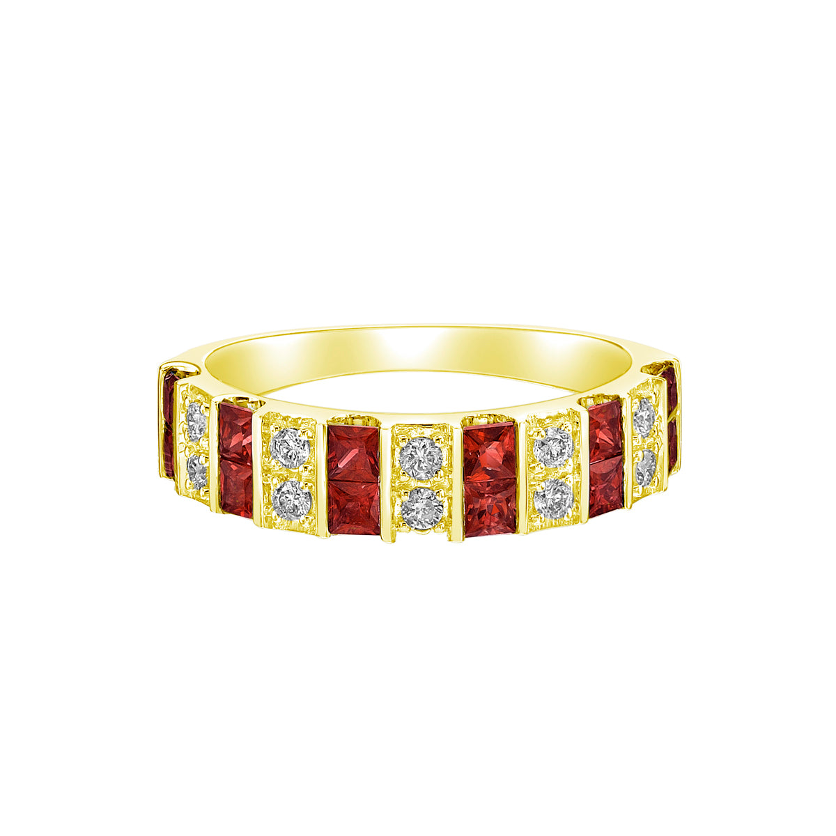 14K Yellow Gold Ruby ring with diamonds