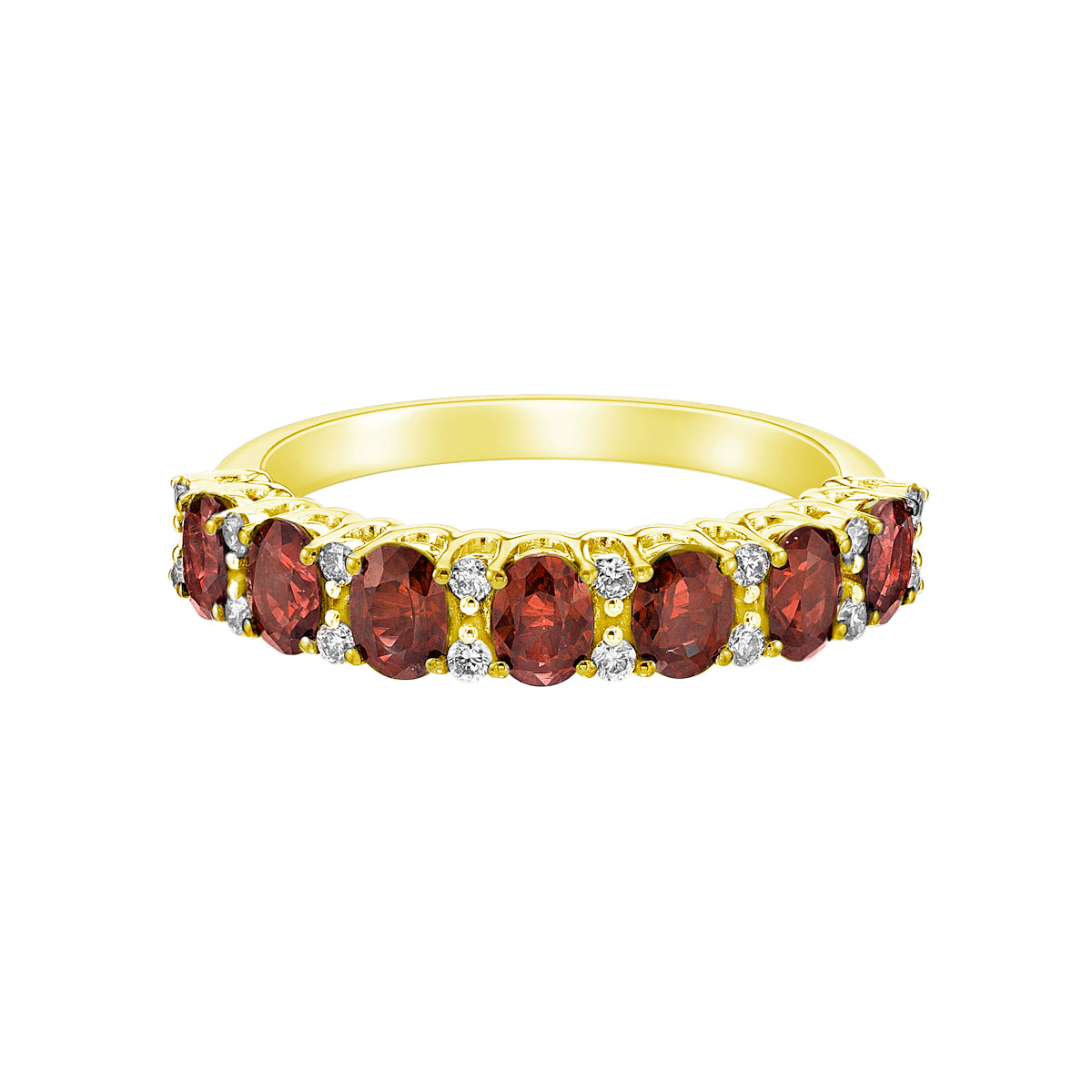 14K Yellow Gold Prong-set Ruby Ring with Diamonds