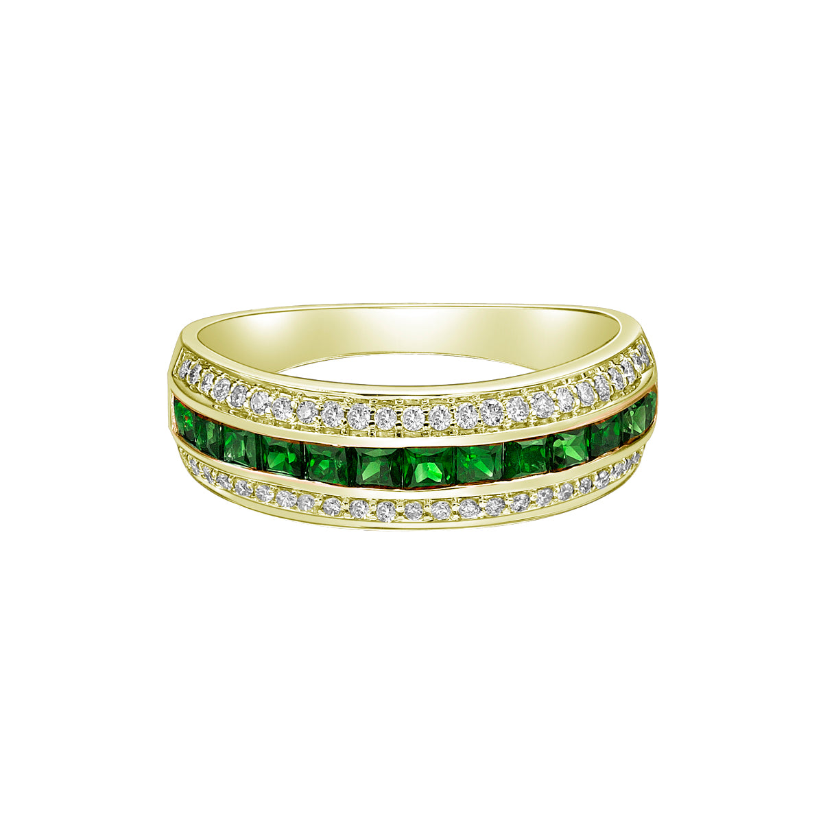 14K Yellow Gold Emerald ring with diamonds