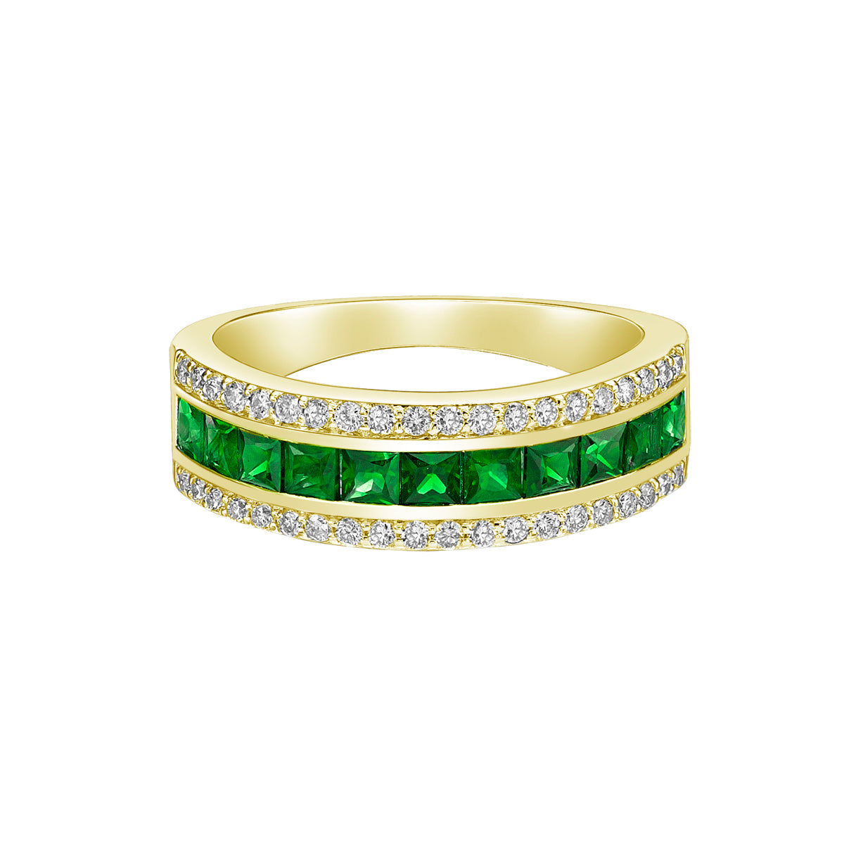 14K Yellow Gold Emerald ring with diamonds