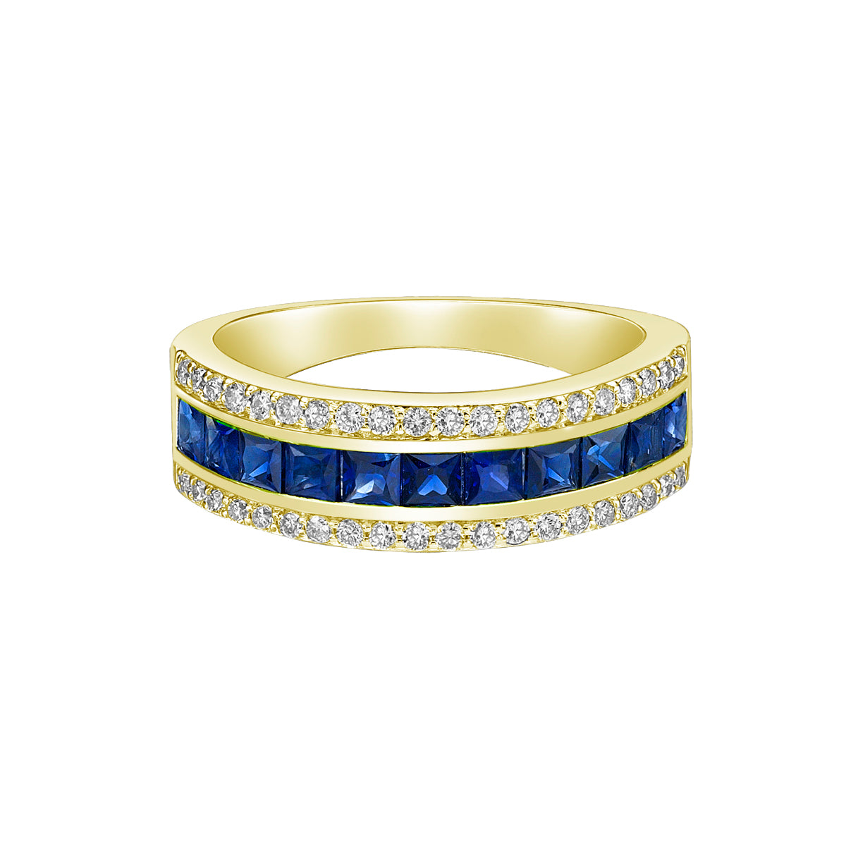 14K Yellow Gold Sapphire ring with diamonds