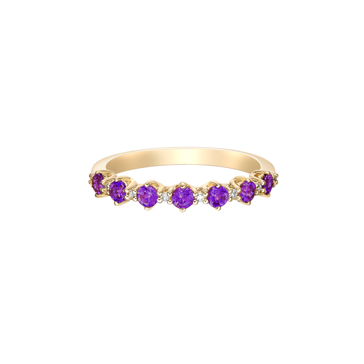 10K Yellow Gold Amethyst &amp; diamond band