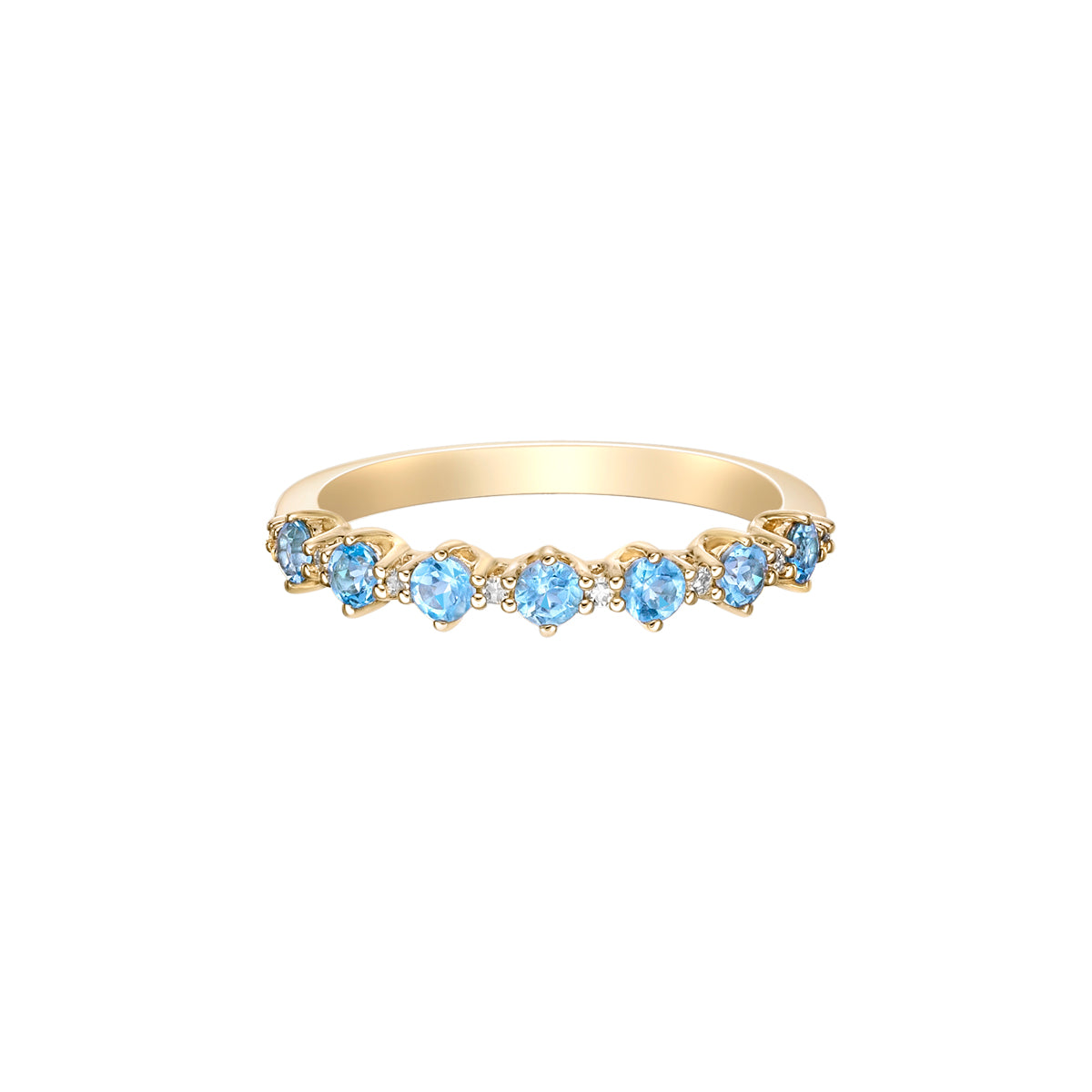 10K Yellow Gold Prong-set Blue Topaz &amp; Diamond band