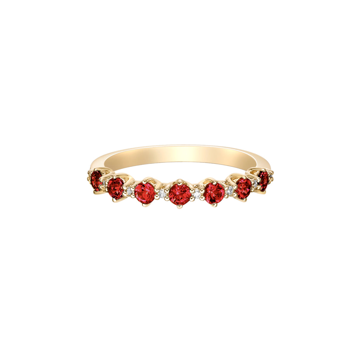 10K Yellow Gold Prong-set Garnet &amp; Diamond band