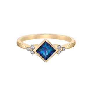 10K Yellow Gold  Created Alexandrite and Diamond Ring, size 7