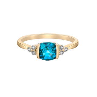 10K Yellow Gold 1.15cttw Swiss Blue Topaz and 0.03cttw Diamond Ring