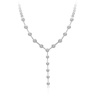 Modern Bezel Set Lab Diamond Lariat Necklace