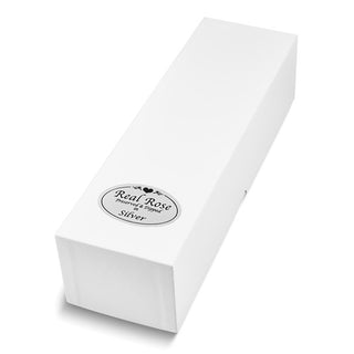 White Lacquer Dipped Silver Trimmed  Real Rose   GM16744