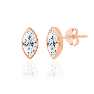 Gold Marquise Cut Stud Diamond Earrings
