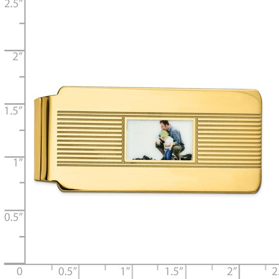 925 Sterling Silver/Yellow Gold-Plated Money Clip 54mm x 25mm, Personalized with Photo - MADE TO ORDER