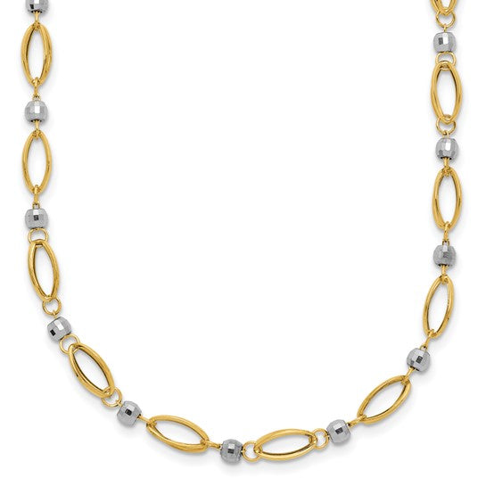 14K Yellow and White Gold 4.0mm Fancy Bead Chain