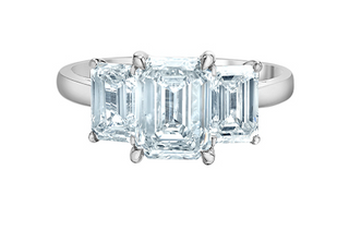 14K White Gold 3.40Cttw Lab Grown Emerald Cut Diamond Engagement / Anniversary Ring