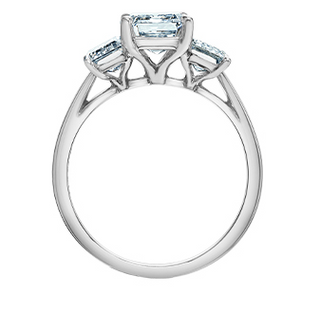 14K White Gold 3.40Cttw Lab Grown Emerald Cut Diamond Engagement / Anniversary Ring