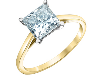 14K Yellow Gold 0.70ct -2.00ct Lab Grown Princess Cut Diamond Engagement / Anniversary Ring