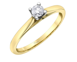 14K Yellow Gold 0.20cttw Round Brilliant Cut Diamond Engagement Ring, size 6.5