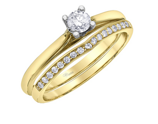 14K Yellow Gold 0.20cttw Round Brilliant Cut Diamond Engagement Ring, size 6.5