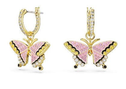 Swarovski Idyllia drop earrings, Butterfly, Multicolored, Gold-tone plated 5670055