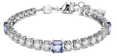 Swarovski Matrix Tennis bracelet, Mixed cuts, Blue, Rhodium plated 5666426