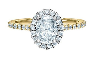 14K Yellow and White Gold 1.01cttw Oval Lab Grown Diamond Engagement Ring
