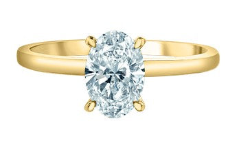 Anillo de compromiso de diamantes de talla ovalada cultivados en laboratorio de 1,03 quilates de oro amarillo de 14 quilates con halo oculto 