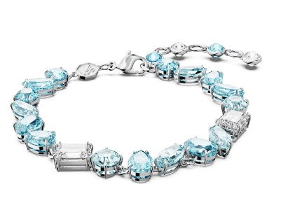 Swarovski Gema bracelet, Mixed cuts, Blue, Rhodium plated - 5666018