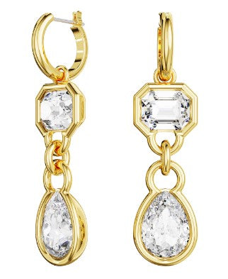 Swarovski Dextera drop earrings, Mixed cuts, White, Gold-tone plated - 5663265 - Discontinued