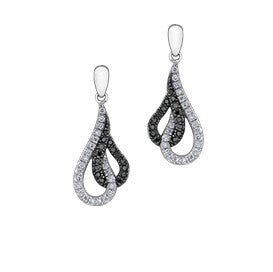 Aretes de diamantes negros de 0,33 quilates en oro blanco de 10 quilates