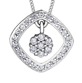 Colgante de diamantes de 0,13 quilates en oro blanco de 10 quilates, 18"
