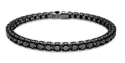Swarovski Matrix Tennis bracelet, Round cut, Black